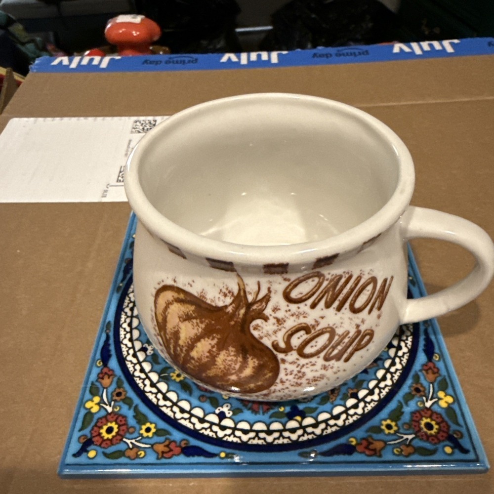 Vintage Onion Soup Mug Bowl With Handle